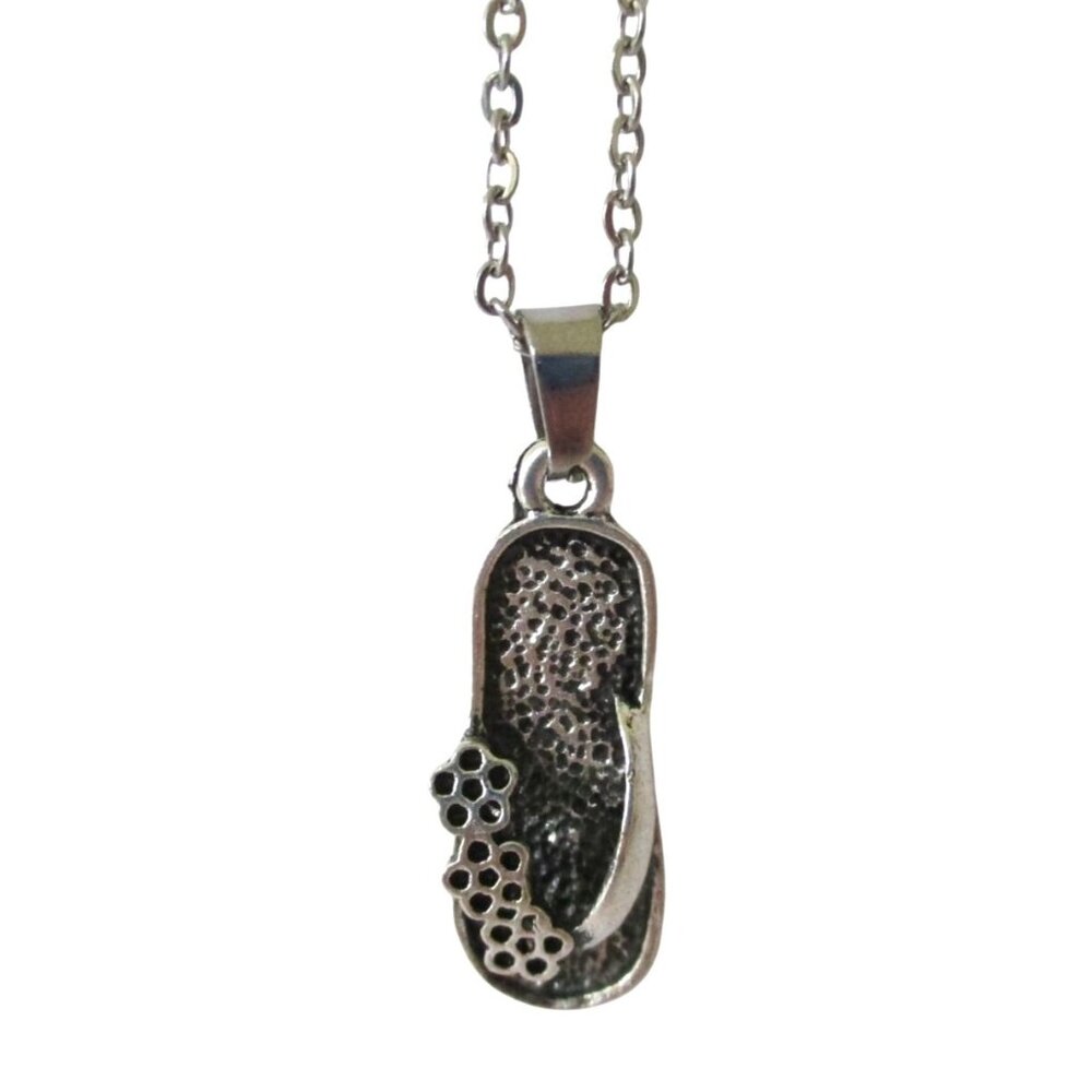 New Flip Flop Pendant Necklace with 19" Stainless Chain Resortwear Jewelry Gift